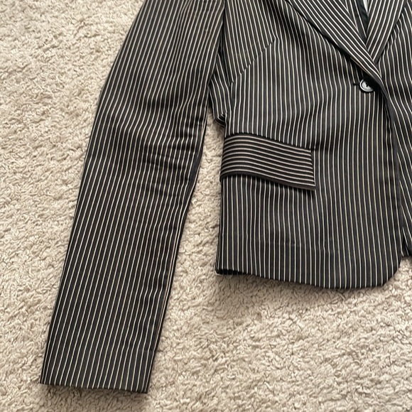 Old Navy Collection Stretch Blazer Suit Jacket Striped Black Brown White Vintage - Picture 4 of 9